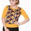 New In Banned Retro Cube 60's Jumper Mustard