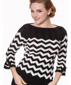 Banned Vanilla Chevron 60's Top Black White New In