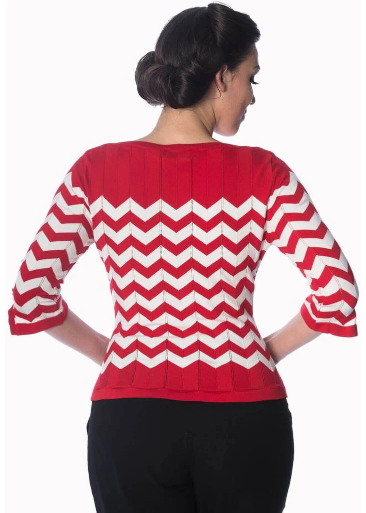 New In Banned Vanilla Chevron 60's Top Red White