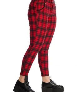 New In Banned Blackwell Tartan 60's Trousers Red