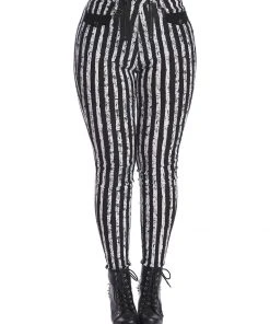 New In Banned Spooky Nightwalks Trousers Black White