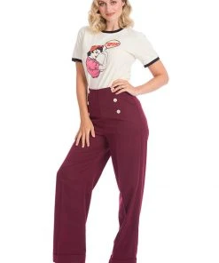 New In Banned Adventures Ahead 40's Trousers Burgundy