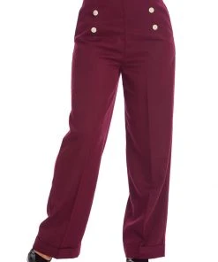 New In Banned Adventures Ahead 40's Trousers Burgundy