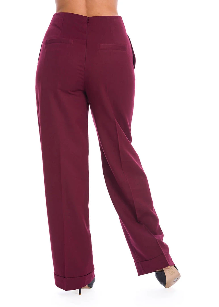 New In Banned Adventures Ahead 40's Trousers Burgundy