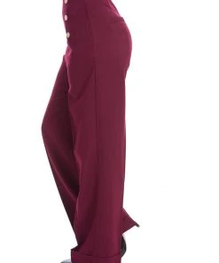 New In Banned Adventures Ahead 40's Trousers Burgundy