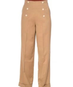 New In Banned Adventures Ahead 40's Trousers Tan Brown