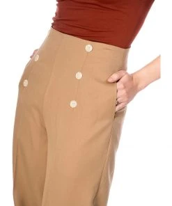 New In Banned Adventures Ahead 40's Trousers Tan Brown