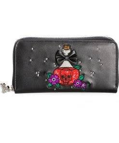 New In Banned Poison RIP Skull Wallet Black