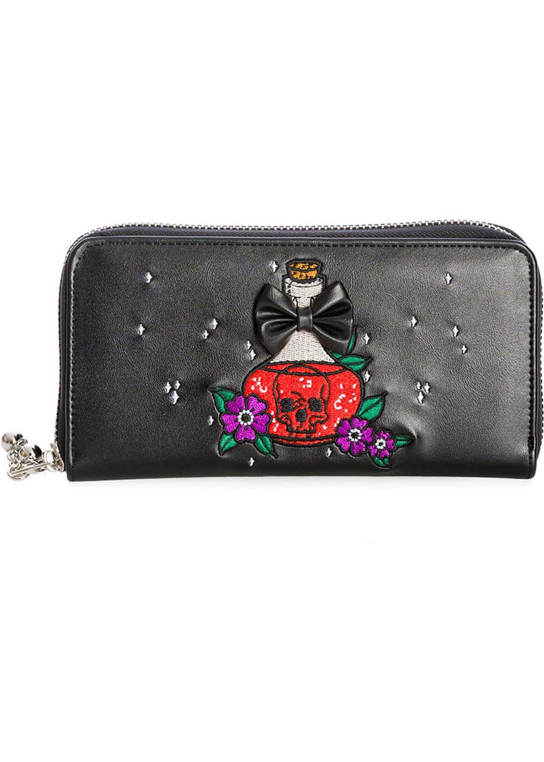 New In Banned Poison RIP Skull Wallet Black