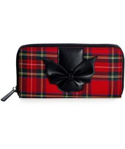 Banned Krampus Tartan Skull Wallet Red New In
