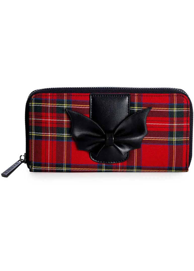 Banned Krampus Tartan Skull Wallet Red New In