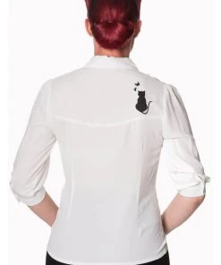 Banned Snow Bird Cat Blouse White New In
