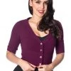 Banned Overload 50's Cardigan Aubergine Purple