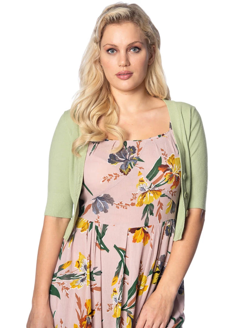 New In Banned Overload 50's Cardigan Olive Green