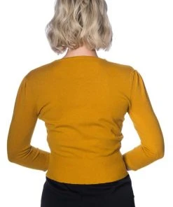 Banned Cat Scallop Collar 40's Cardigan Mustard