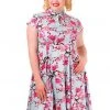 Banned Last Dance Blossom 50's Swing Dress Blue New In