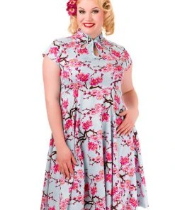 Banned Last Dance Blossom 50's Swing Dress Blue New In