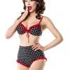 New In Belsira Polkadot Love 50's Bikini Black Red