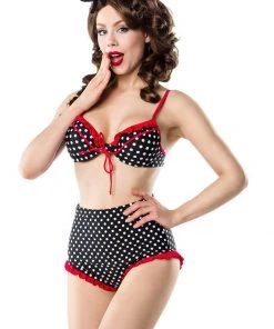 New In Belsira Polkadot Love 50's Bikini Black Red
