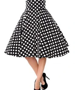 Belsira Paris Polkadot 50's Swing Skirt Black White