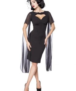 Belsira Jean 50's Pencil Dress Black New In