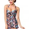 New In Belsira Molly Teacups 50's Bathingsuit Black Pink