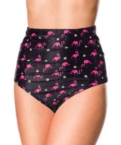 Belsira Summer Flamingo High Bikini Briefs Black New In