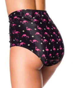 Belsira Summer Flamingo High Bikini Briefs Black New In