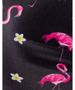 Belsira Summer Flamingo Bikini Top Black New In