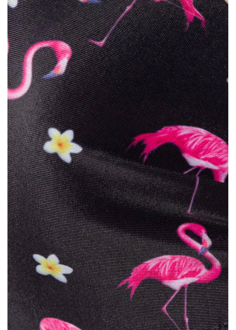 Belsira Summer Flamingo Bikini Top Black New In