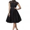 New In Belsira Stella Lace 40's Swing Dress Black