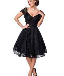 Belsira Beatrice Lace 40's Swing Dress Black New In