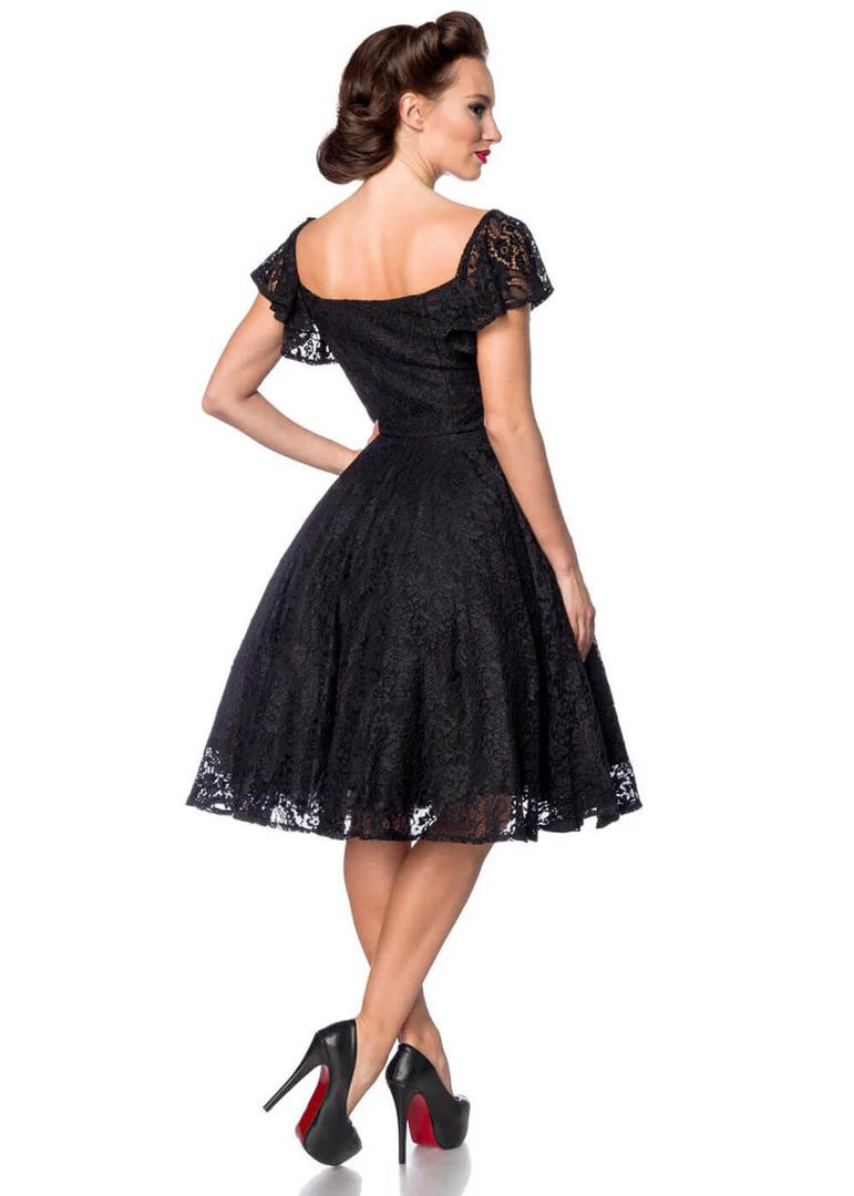 Belsira Beatrice Lace 40's Swing Dress Black New In