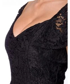 Belsira Beatrice Lace 40's Swing Dress Black New In