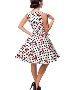 Belsira Eline Polkadot Cherry 50's Swing Dress White