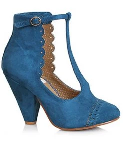 New In Bettie Page Shoes Vio 40's Booties Blue