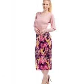 Bright & Beautiful Opal Marble Galaxy 70's Pencil Skirt Multi New In