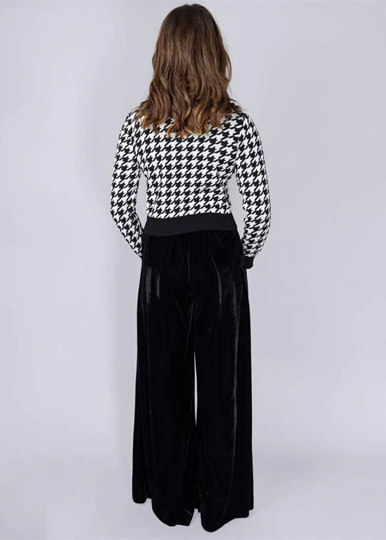 New In Bright & Beautiful Looloo Velvet 70's Trousers Black