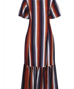 Bright & Beautiful Andy Autumn Striped 70's Dress Multi New In