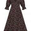 Bright & Beautiful Hayden Crimson Floral 60's Dress Multi New In