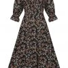 Bright & Beautiful Hayden Woodland Butterfly 70's Dress Black