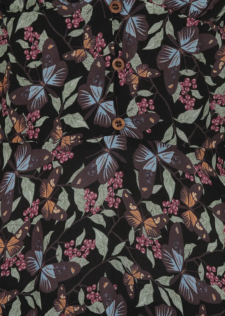 Bright & Beautiful Hayden Woodland Butterfly 70's Dress Black
