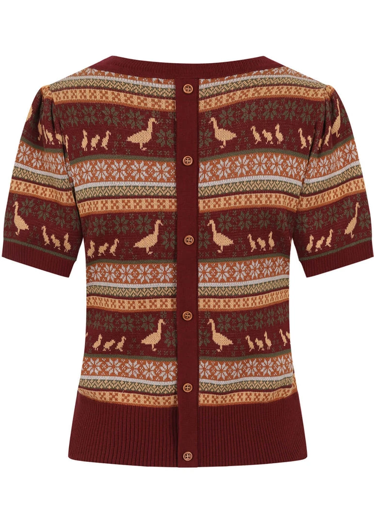 Bright & Beautiful Bella Duck Fair Isle 60's Jumper Brown