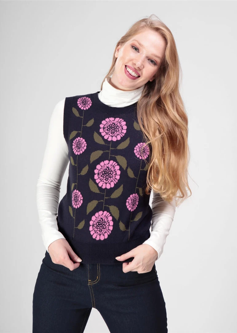 Bright & Beautiful Zora Groovy Floral 60's Jumper In Multi