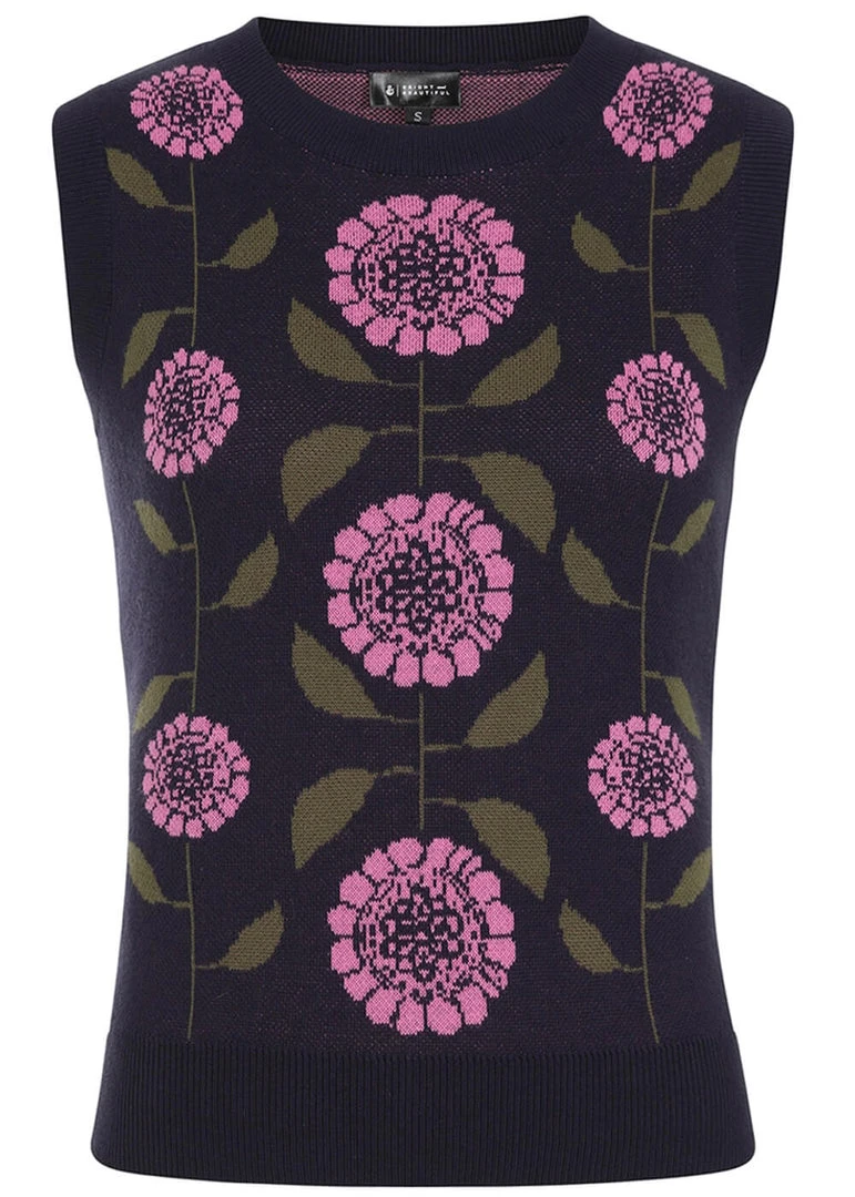 Bright & Beautiful Zora Groovy Floral 60's Jumper In Multi