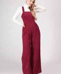 Bright & Beautiful Mila Corduroy 70's Dungarees Red New In