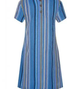 Bright & Beautiful Ella Striped 70's Dress Blue New In