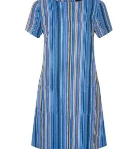 Bright & Beautiful Ella Striped 70's Dress Blue New In