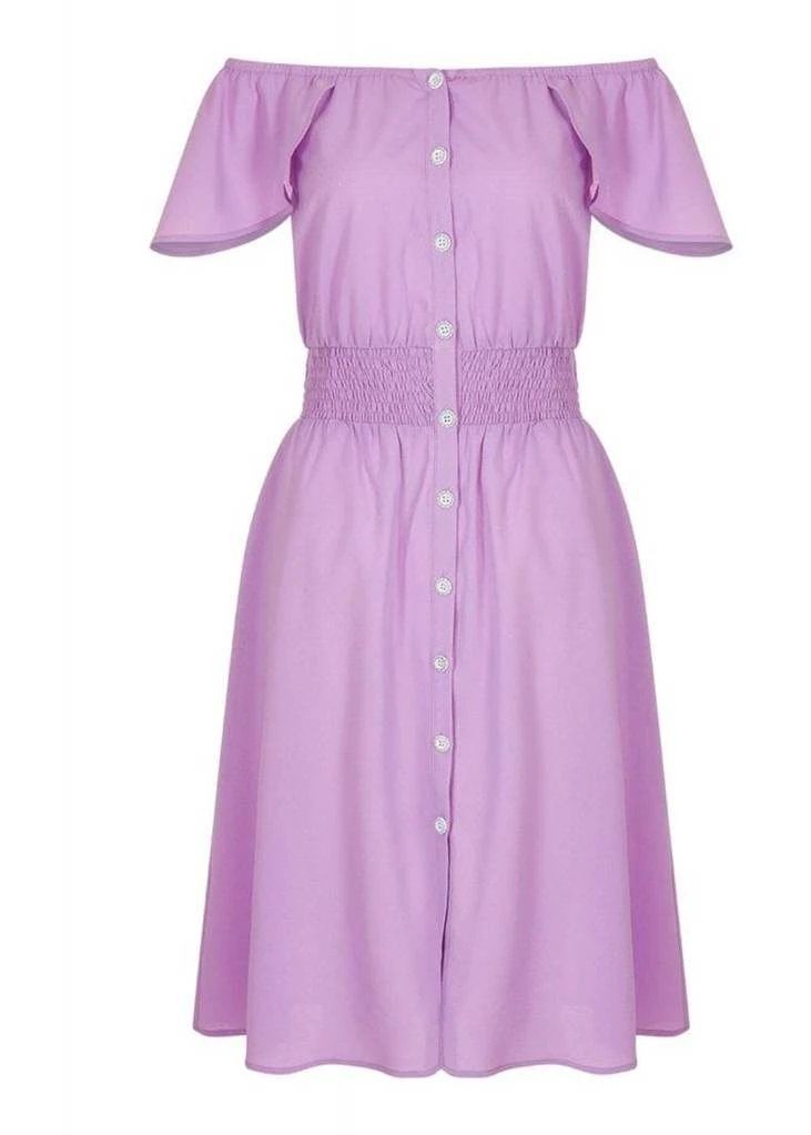 Bright & Beautiful Pat Button Up 60's Dress Purple New In