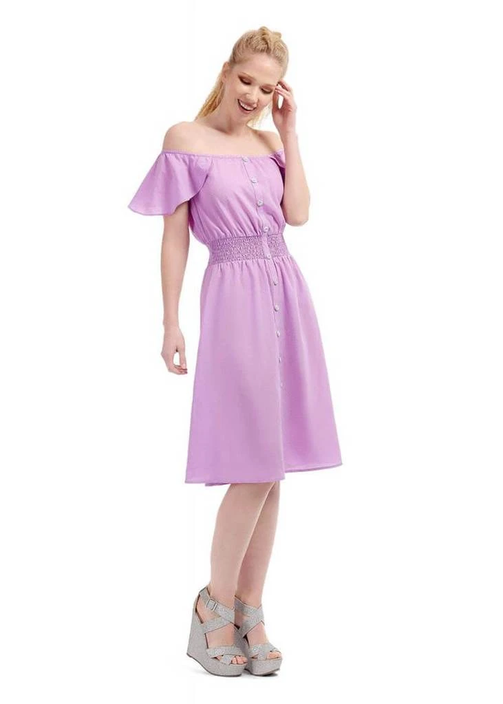 Bright & Beautiful Pat Button Up 60's Dress Purple New In